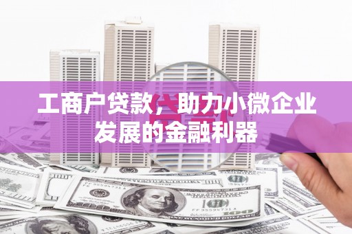 正阳工商户贷款，助力小微企业发展的金融利器