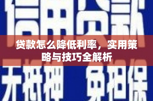 正阳贷款怎么降低利率，实用策略与技巧全解析