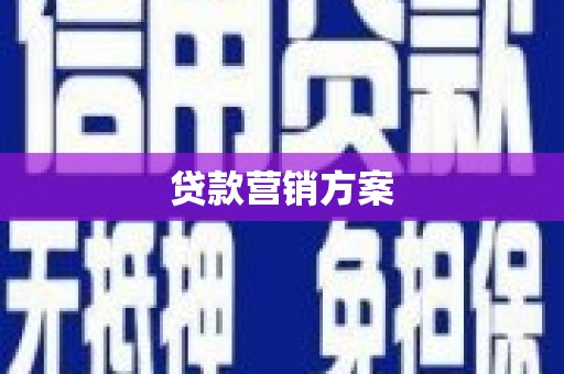 正阳贷款营销方案