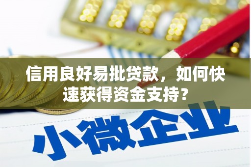 正阳信用良好易批贷款，如何快速获得资金支持？