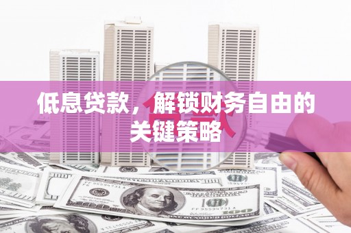 正阳低息贷款，解锁财务自由的关键策略