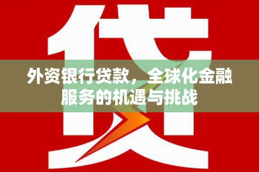 正阳外资银行贷款，全球化金融服务的机遇与挑战
